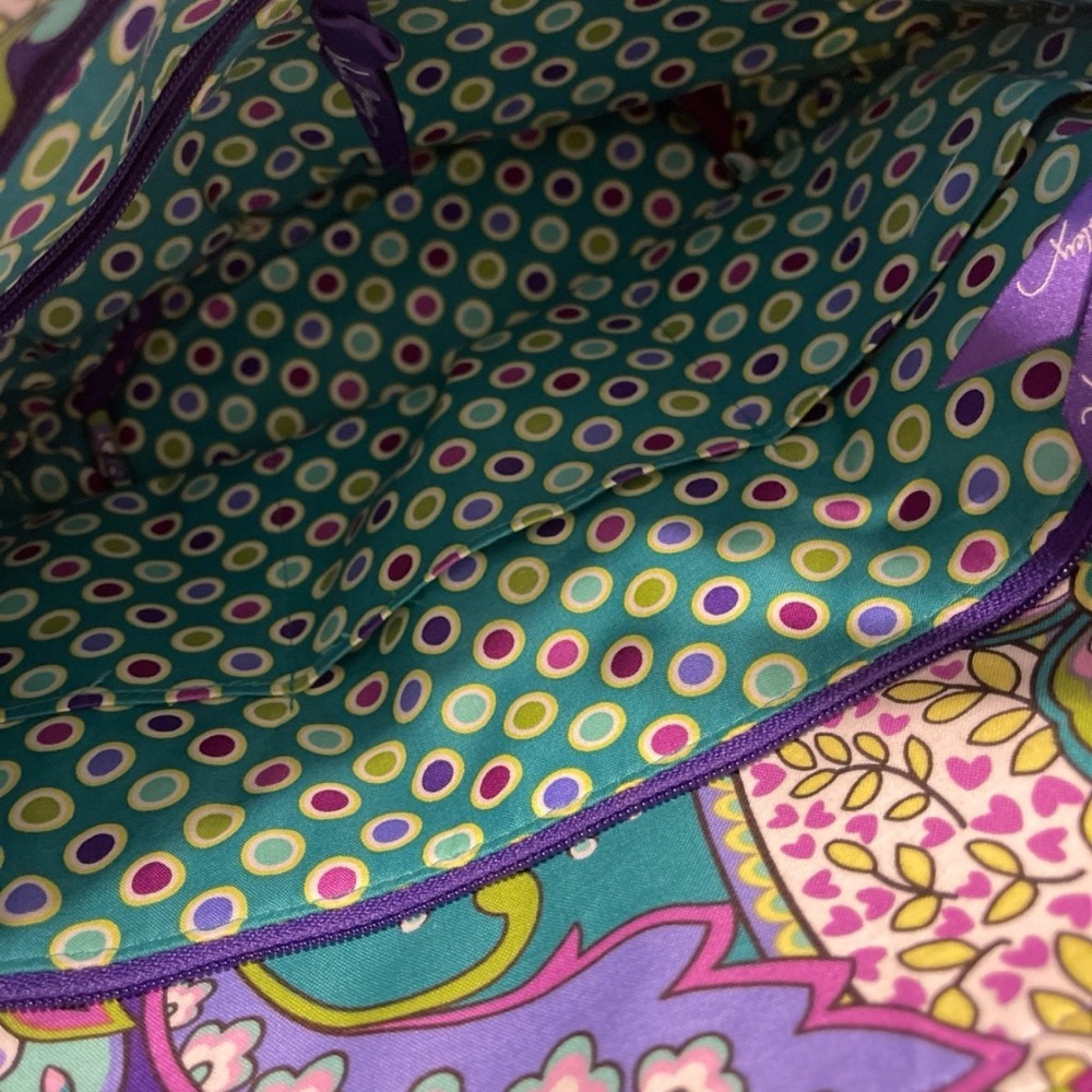 Vera Bradley Purple Teal Floral Quilted Tote - Picture 8 of 10